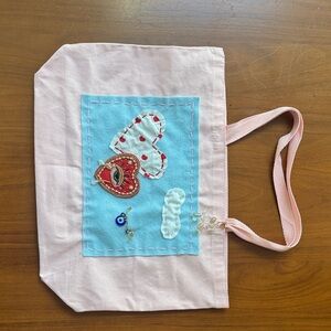 Pink Tote Bag with Heart and Eye Patch